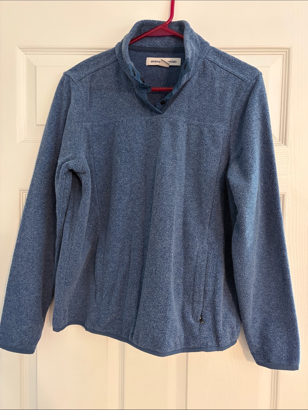 Amazon Essentials Heathered Blue Snap-Front Fleece Pullover
